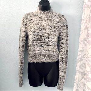 Express Mock Neck Fuzzy Cropped Sweater Size XS